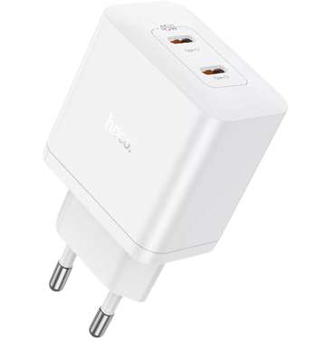 Зарядний блок Hoco N35 PD (2 Type-C) 45W білий