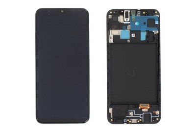 Дисплей для Samsung Galaxy A20 2019 A205F з сенсором та рамкою чорний (GH82-19571A) ORIGINAL