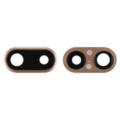Скло камери Apple iPhone 8 Plus з золотистою рамкою чорне