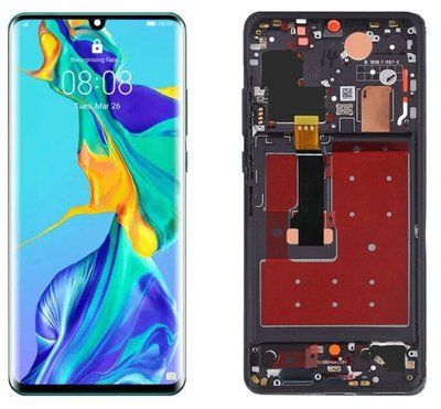 Дисплей для Huawei P30 Pro с сенсором и рамкой черный OLED