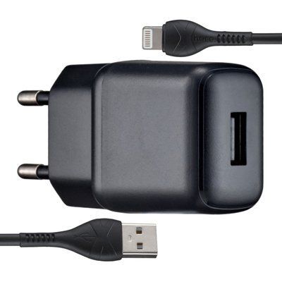 Зарядний блок Hoco C96A (1USB, 2.1A) + кабель Lightning чорний