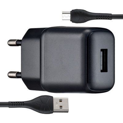 Зарядний блок Hoco C96A (1USB, 2.1A) + кабель MicroUSB чорний