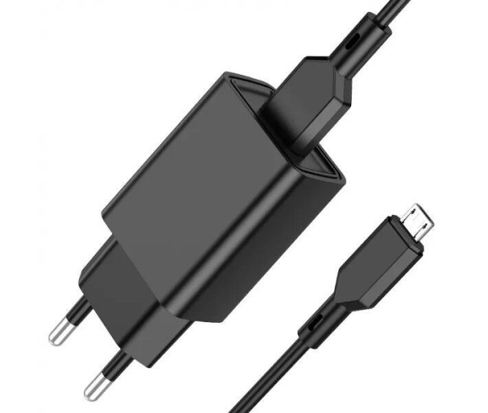 Зарядный блок Borofone BA68A (1USB/2.1A) + кабель MicroUSB черный