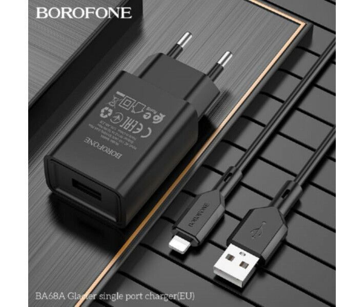 Зарядный блок Borofone BA68A (1USB/2.1A) черный