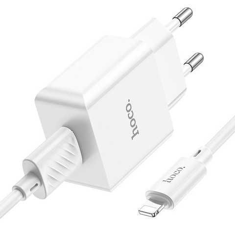 Зарядный блок Hoco C106A (1USB, 2.1A) + кабель Lightning белый