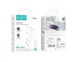 Зарядный блок Hoco C108A PD35W (1 Type-C) + кабель Type-C - Lightning белый