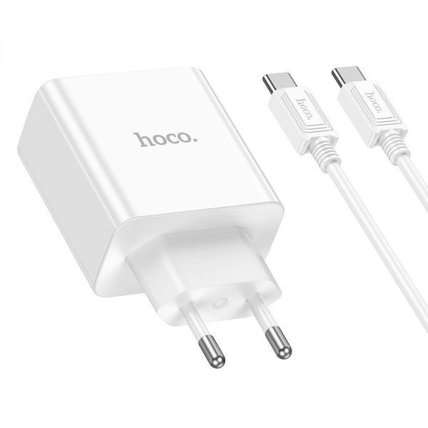 Зарядный блок Hoco C108A PD35W (1 Type-C) + кабель Type-C - Lightning белый
