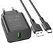 Зарядный блок Borofone BA72A QC3.0 18W (1USB/3.0A) + кабель Type-C черный