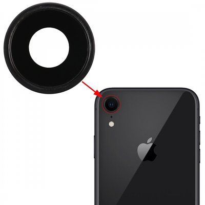 Скло камери Apple iPhone XR з кільцем чорне