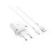 Зарядный блок Hoco C12Q (1USB, 3A, QC 3.0, 18W) + кабель MicroUSB белый