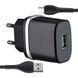 Зарядный блок Hoco C12Q (1USB, 3A, QC 3.0, 18W) + кабель Micro USB черный