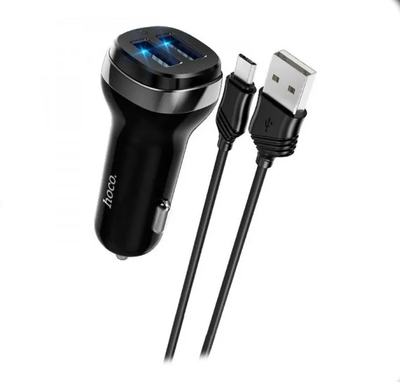 Автомобільний зарядний блок Hoco Z40 (2USB, 2.4A) + кабель MicroUSB чорний