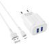 Зарядный блок Borofone BA37A (2USB/2.4A) + кабель Lightning белый